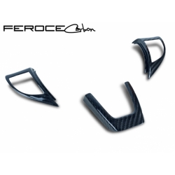 FIAT 500 ABARTH/ 500T Steering Wheel Trim Set by Feroce (3 pieces) - Carbon Fiber 